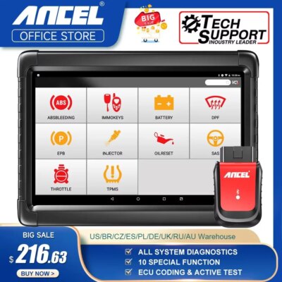 Ancel X6 OBD2 Automotive Scanner Professional ABS SRS Oil EPB BMS Reset All System Bluetooth ODB OBD 2 Car Diagnostic Scan Tools