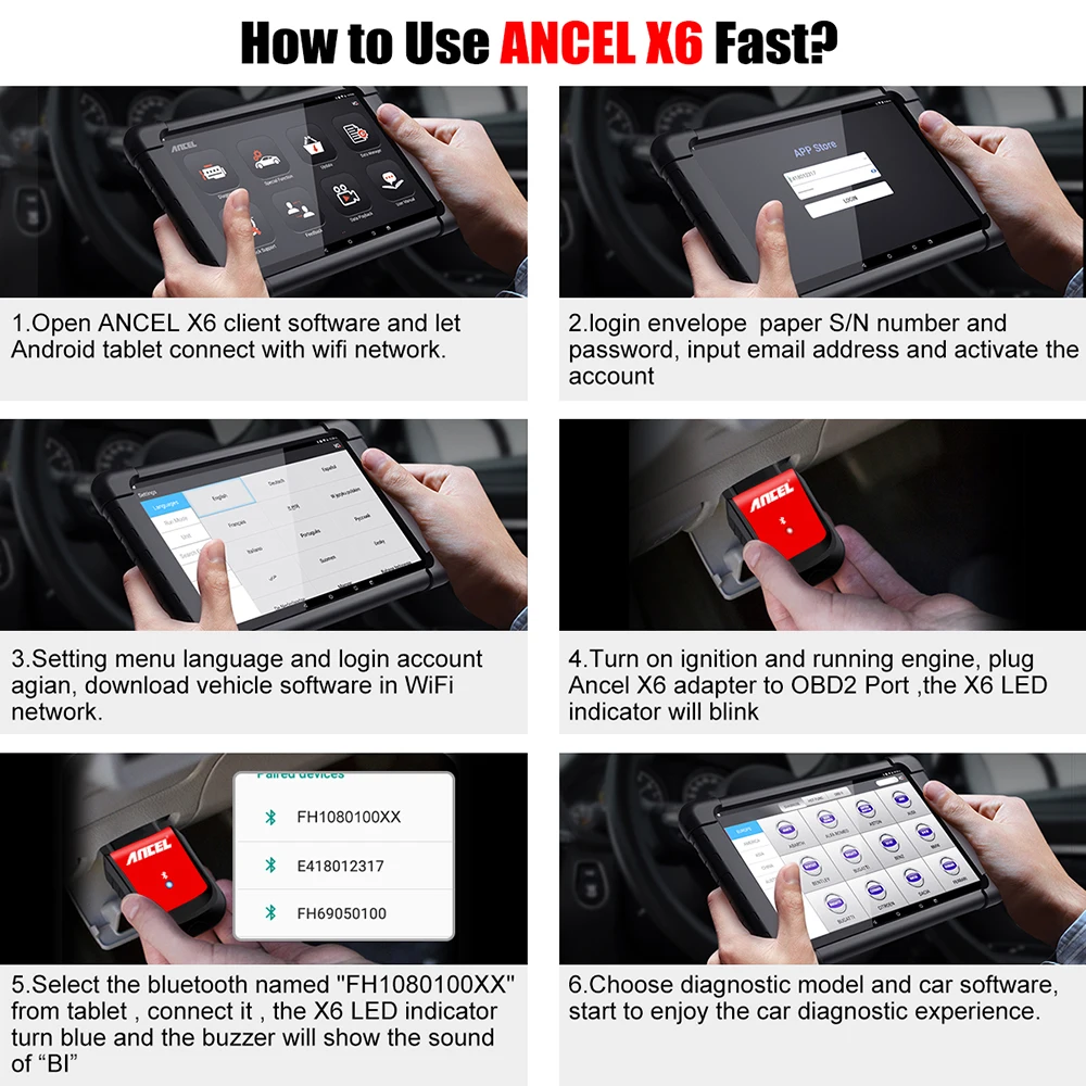 Ancel X6 OBD2 Automotive Scanner Professional ABS SRS Oil EPB BMS Reset All System Bluetooth ODB OBD 2 Car Diagnostic Scan Tools Ancel X6 OBD2 Automotive Scanner Professional ABS SRS Oil EPB BMS Reset All System Bluetooth ODB OBD 2 Car Diagnostic Scan Tools