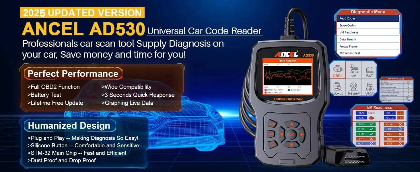 2025 ANCLE AD530 OBD2 Car Code Reader Scanner Professional Automotive Battery Tester Check Engine Diagnostic Scan Tool 2025 ANCLE AD530 OBD2 Car Code Reader Scanner Professional Automotive Battery Tester Check Engine Diagnostic Scan Tool