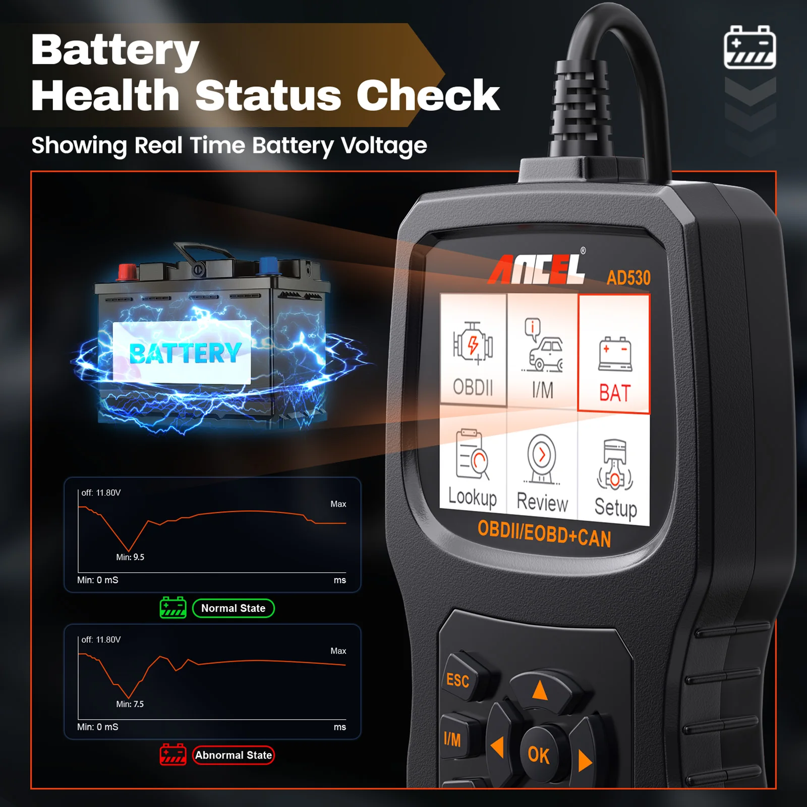 2025 ANCLE AD530 OBD2 Car Code Reader Scanner Professional Automotive Battery Tester Check Engine Diagnostic Scan Tool 2025 ANCLE AD530 OBD2 Car Code Reader Scanner Professional Automotive Battery Tester Check Engine Diagnostic Scan Tool