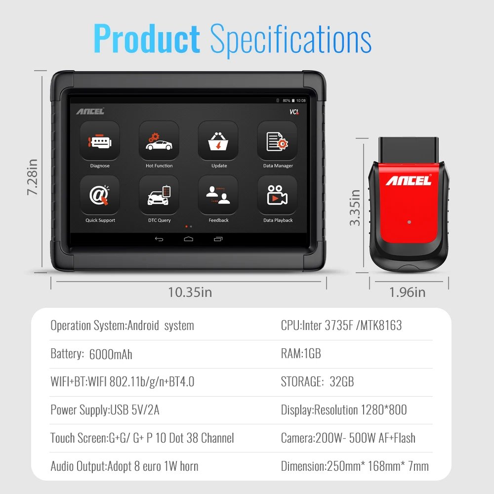 Ancel X6 OBD2 Scanner Professional Car Diagnostic Tools All System ABS Oil EPB DPF Reset Code Reader OBD 2 Automotive Scanner
