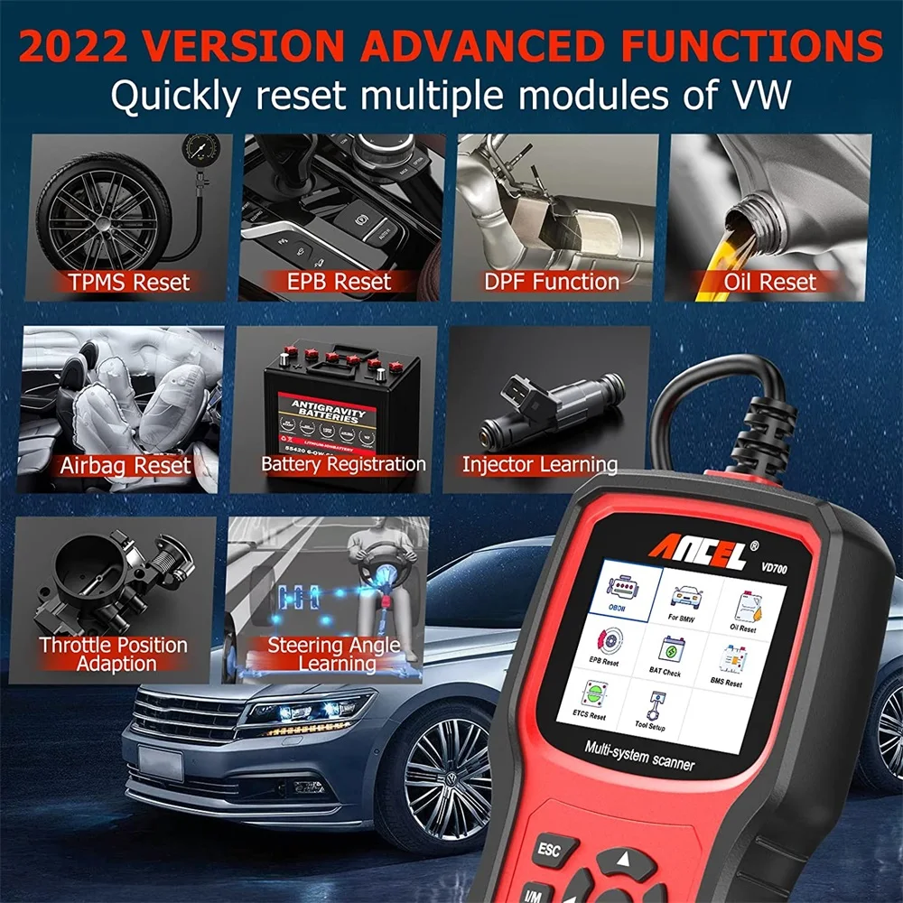 Ancel VD700 Car Diagnostic Tools OBD2 Scanner Full System Code Reader ABS EPB TPMS DPF OBD2 Code Reader for VAG VW Audi Skoda Ancel VD700 Car Diagnostic Tools OBD2 Scanner Full System Code Reader ABS EPB TPMS DPF OBD2 Code Reader for VAG VW Audi Skoda