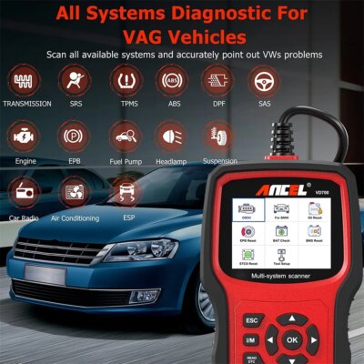 Ancel VD700 Car Diagnostic Tools OBD2 Scanner Full System Code Reader ABS EPB TPMS DPF OBD2 Code Reader for VAG VW Audi Skoda - Image 2