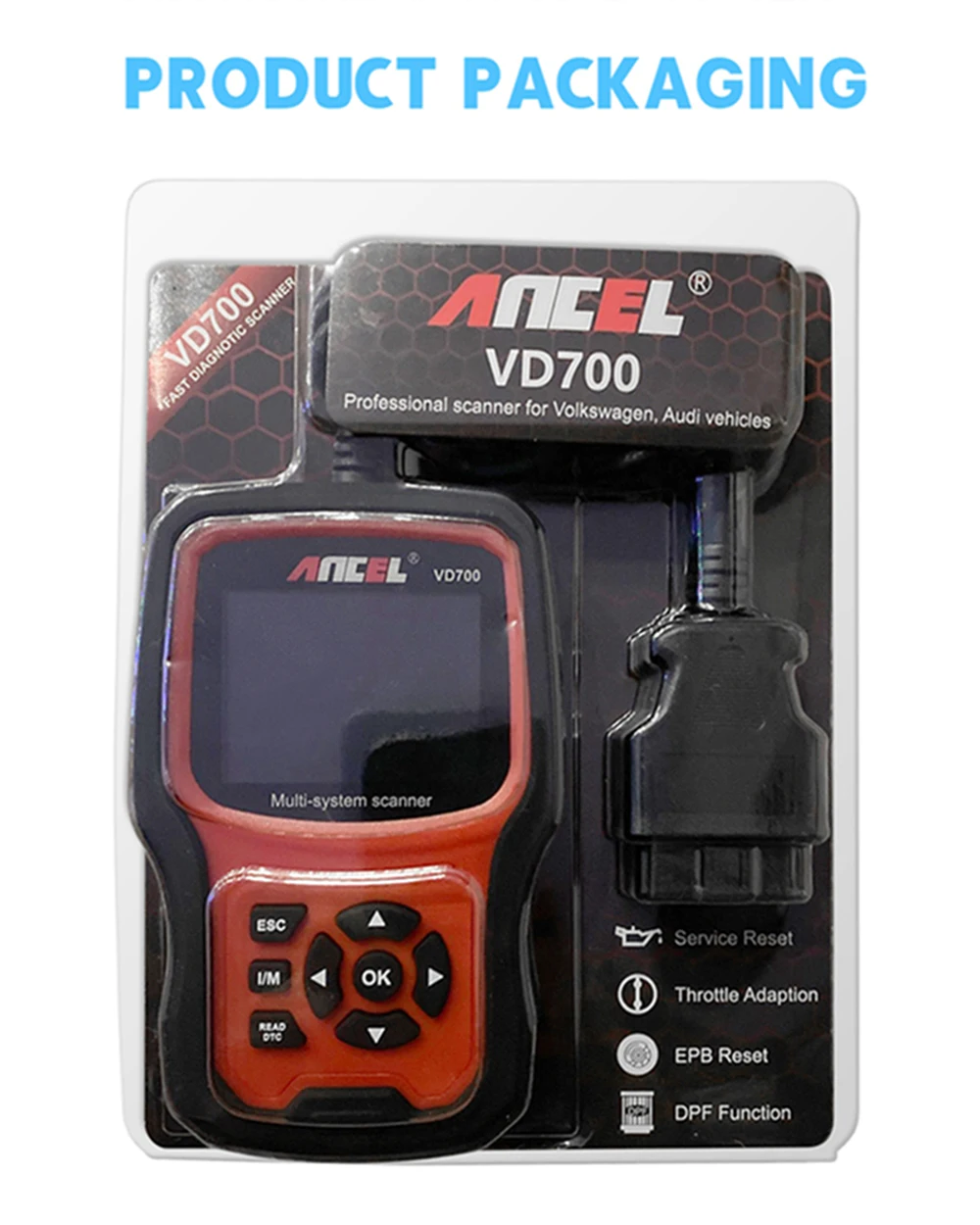 Ancel VD700 Car Diagnostic Tools OBD2 Scanner Full System Code Reader ABS EPB TPMS DPF OBD2 Code Reader for VAG VW Audi Skoda Ancel VD700 Car Diagnostic Tools OBD2 Scanner Full System Code Reader ABS EPB TPMS DPF OBD2 Code Reader for VAG VW Audi Skoda