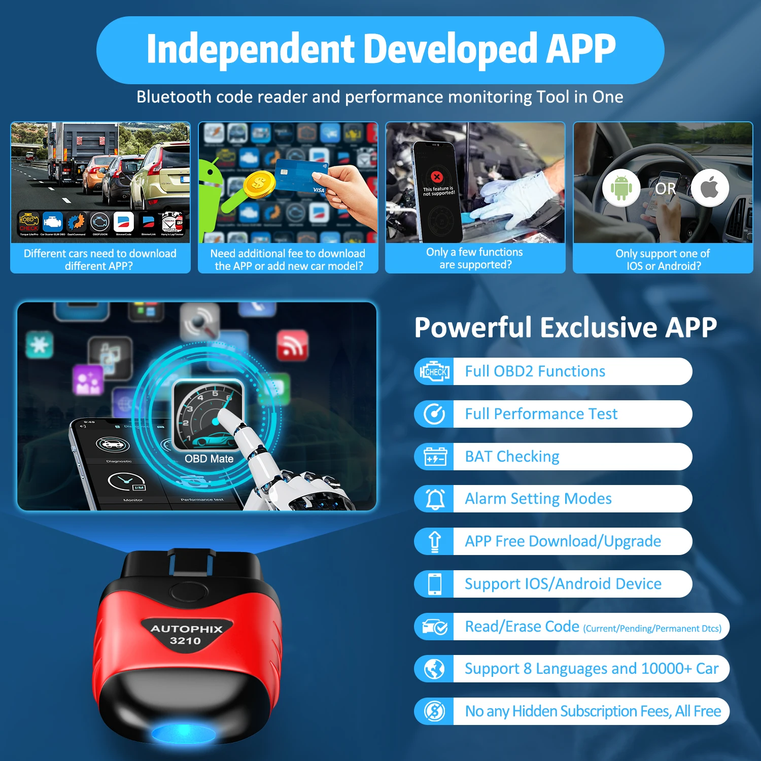 AUTOPHIX 3210 Bluetooth OBD2 Scanner Full OBD2 Code Reader Check BAT Engine ODB OBD 2 Auto Scan Tools for iPhone, iPad & Android AUTOPHIX 3210 Bluetooth OBD2 Scanner Full OBD2 Code Reader Check BAT Engine ODB OBD 2 Auto Scan Tools for iPhone, iPad & Android