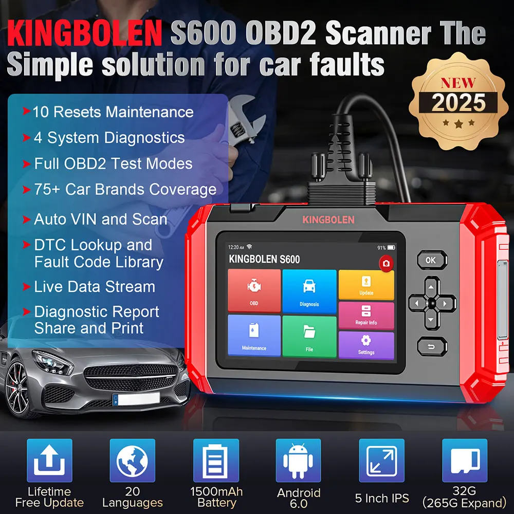 KINGBOLEN S600 Lifetime Free Car Diagnostic Tools ABS SRS ECM TCM 4 systems 8 Resets Auto OBD Scanner pk LAUNCH X-431 THINKSCAN KINGBOLEN S600 Lifetime Free Car Diagnostic Tools ABS SRS ECM TCM 4 systems 8 Resets Auto OBD Scanner pk LAUNCH X-431 THINKSCAN