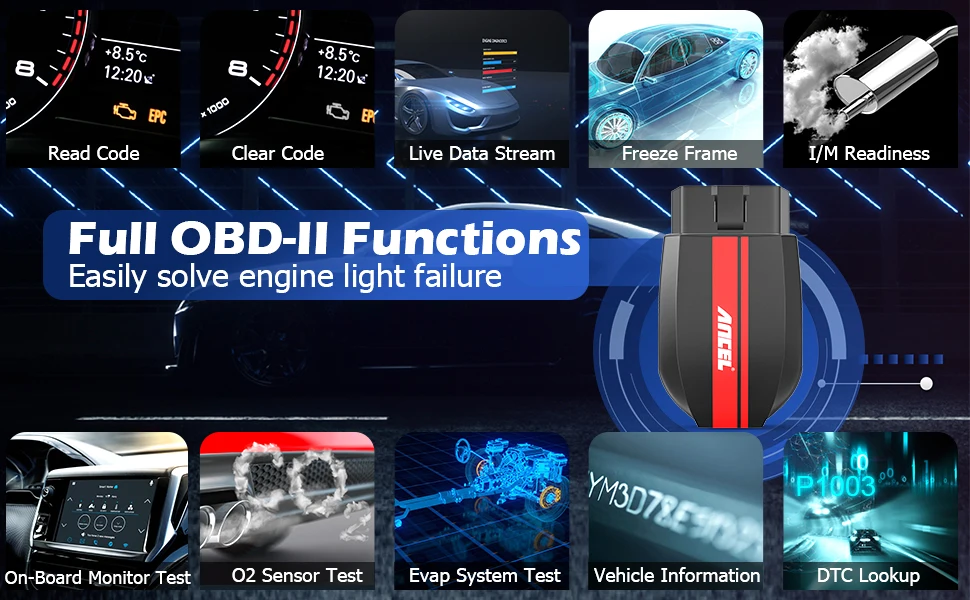 ANCEL BD200 OBD2 Scanner Bluetooth 5.0 OBD2 Code Reader Engine Fault Scanner for Android IOS iPad Car Diagnostic Scan Tools ANCEL BD200 OBD2 Scanner Bluetooth 5.0 OBD2 Code Reader Engine Fault Scanner for Android IOS iPad Car Diagnostic Scan Tools
