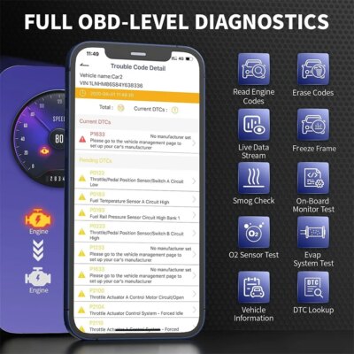 ANCEL BD200 OBD2 Scanner Bluetooth 5.0 OBD2 Code Reader Engine Fault Scanner for Android IOS iPad Car Diagnostic Scan Tools - Image 2
