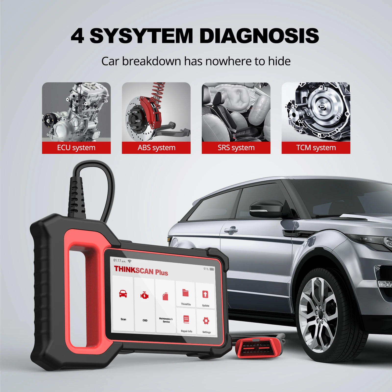 THINKCAR Thinkscan Plus S5 OBD2 Scanner ABS/SRS/ECM/TCM System Auto Vin Diagnostic Scan Tool Car Repair Tools For DIY Car Owner THINKCAR Thinkscan Plus S5 OBD2 Scanner ABS/SRS/ECM/TCM System Auto Vin Diagnostic Scan Tool Car Repair Tools For DIY Car Owner
