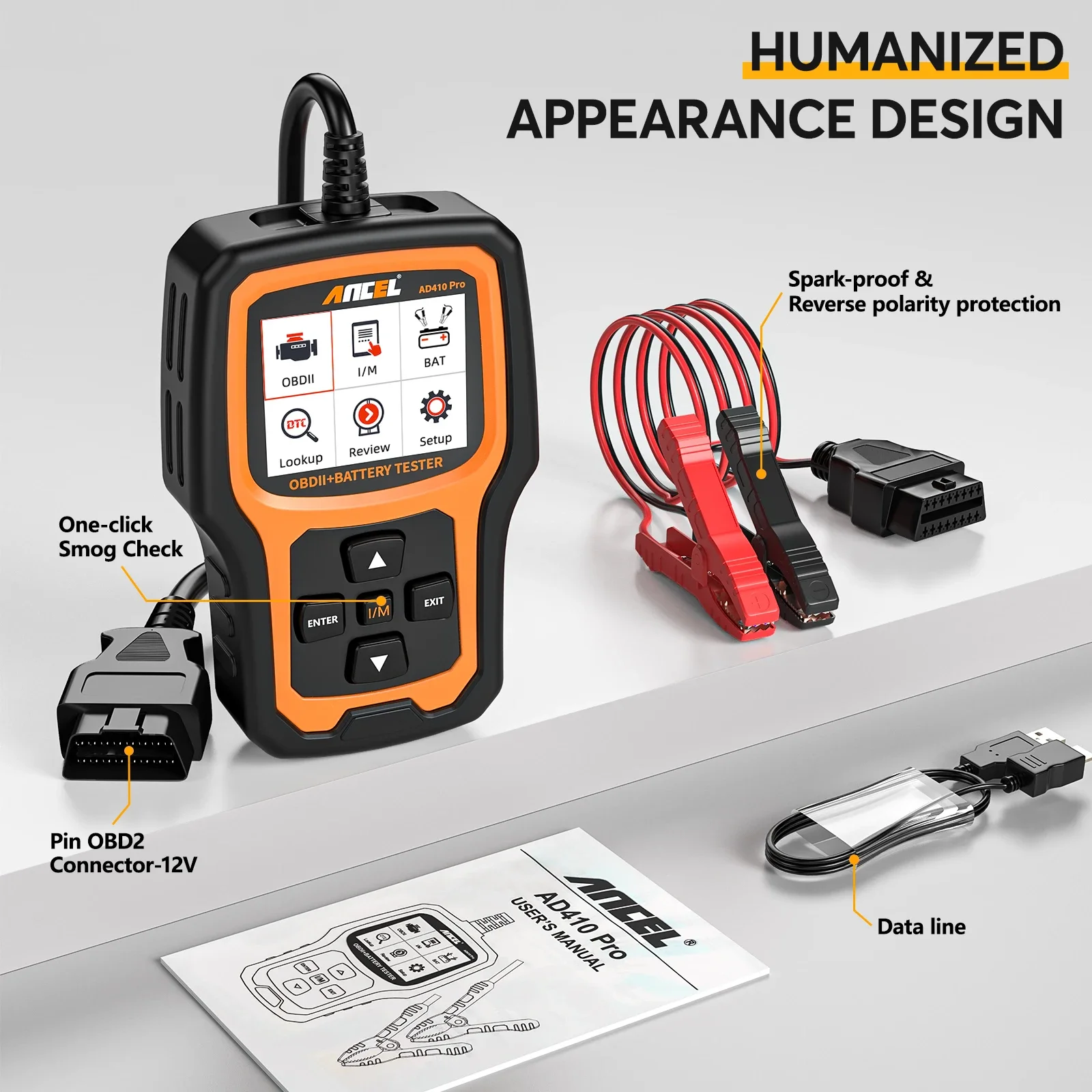 ANCEL AD410 PRO Code Reader Battery Test Check Engine With Full OBD2 Function Car Diagnostic Tools OBD2 Scanner ANCEL AD410 PRO Code Reader Battery Test Check Engine With Full OBD2 Function Car Diagnostic Tools OBD2 Scanner