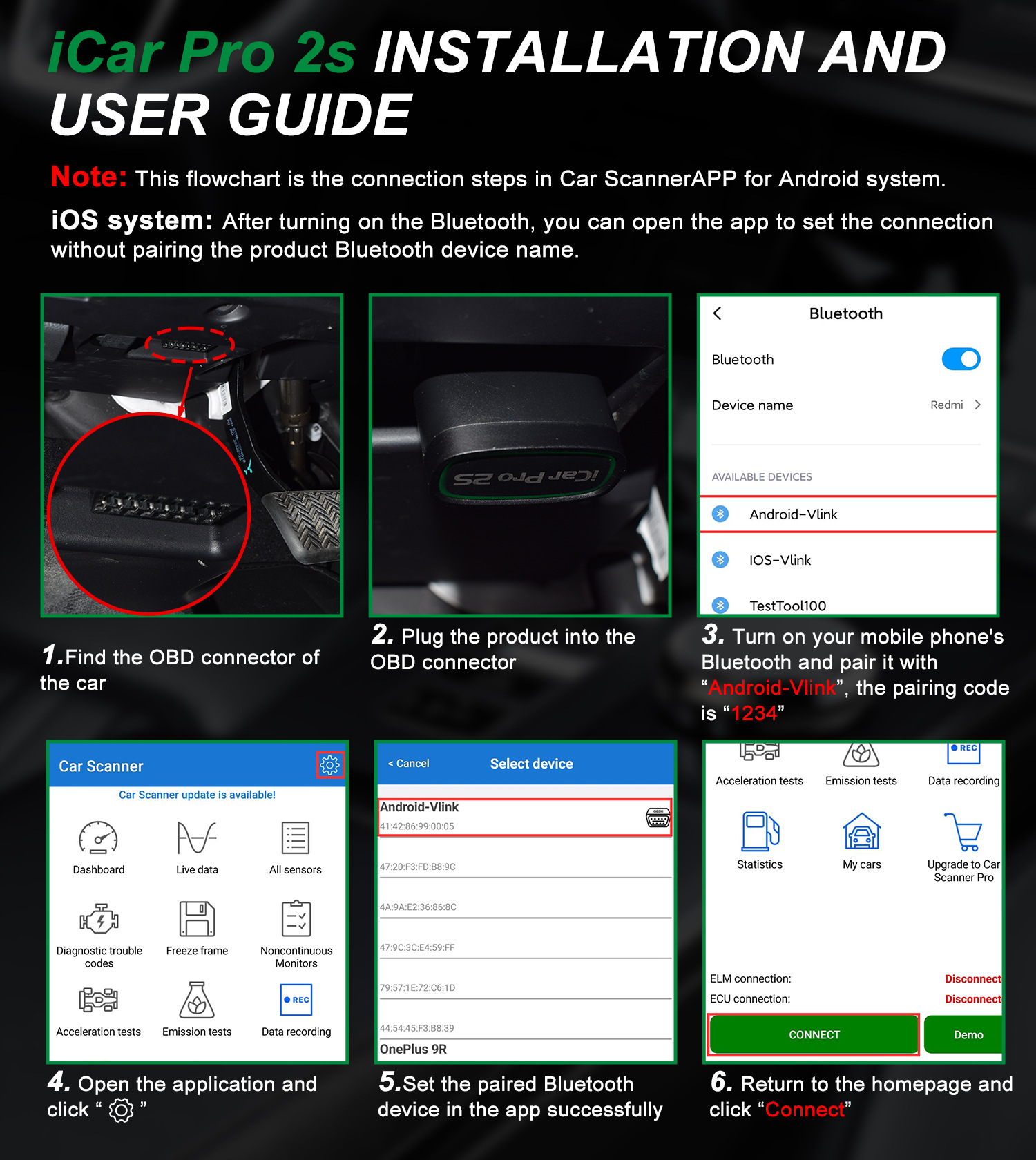 New Vgate iCar Pro 2S ELM327 Bluetooth 5.3 for Android/IOS/PC OBD2 Car Diagnostic Tool elm 327 Upgraded OBD 2 V2.3 Auto Scanner