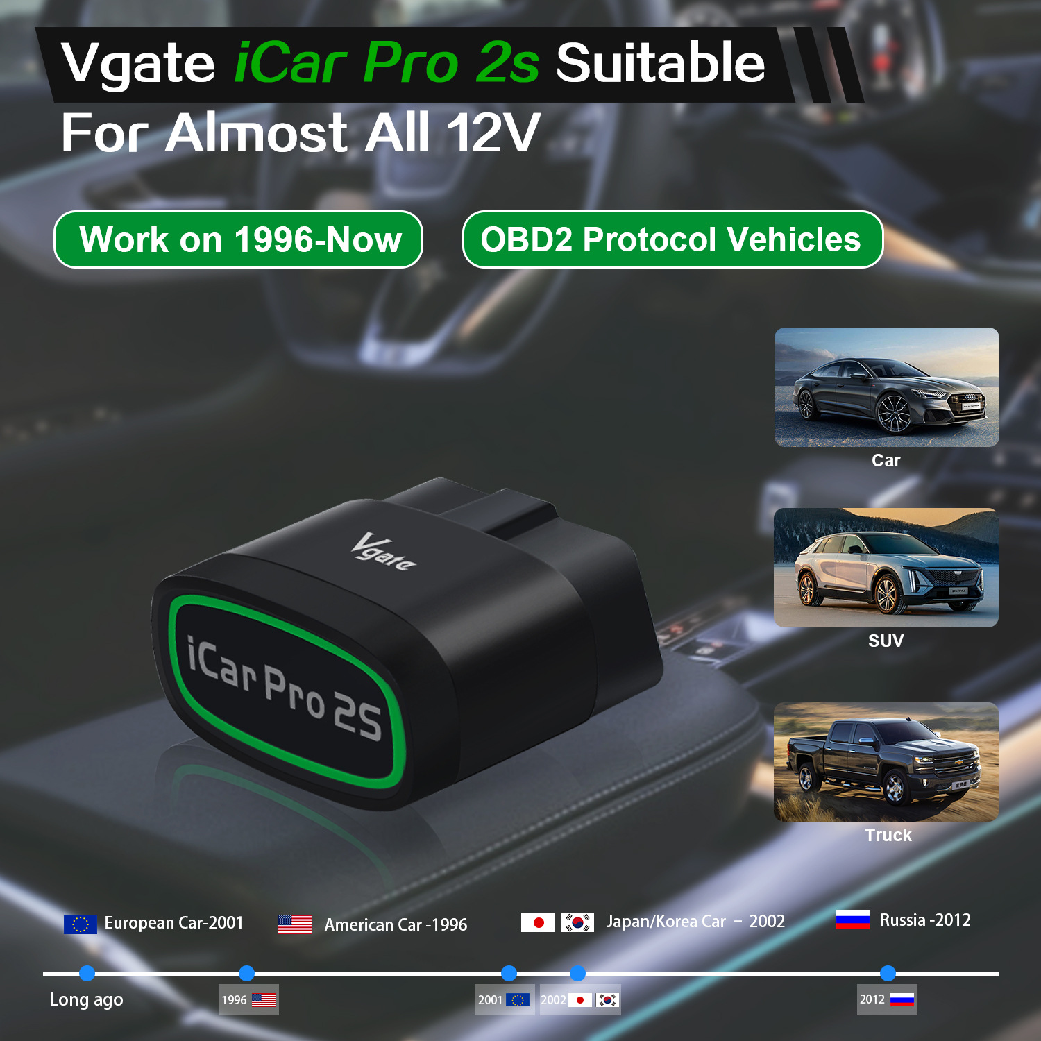 New Vgate iCar Pro 2S ELM327 Bluetooth 5.3 for Android/IOS/PC OBD2 Car Diagnostic Tool elm 327 Upgraded OBD 2 V2.3 Auto Scanner