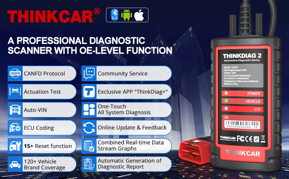 Thinkcar Thinkscan Max2 OBD2 Scanner Professional Full System  28 Reset OBD2 Diagnostic Tool Car Scanner ECU Coding OBD