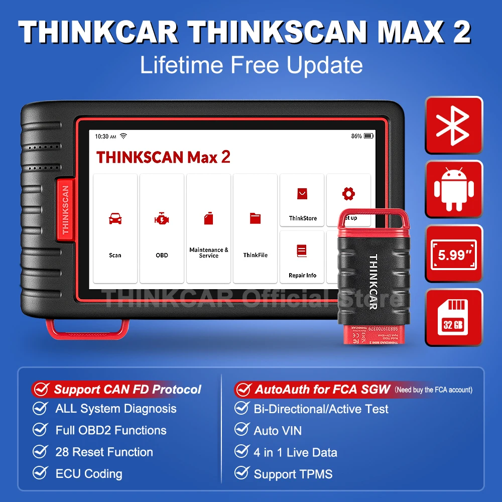 Thinkcar Thinkscan Max2 OBD2 Scanner Professional Full System 28 Reset OBD2 Diagnostic Tool Car Scanner ECU Coding OBD Thinkcar Thinkscan Max2 OBD2 Scanner Professional Full System 28 Reset OBD2 Diagnostic Tool Car Scanner ECU Coding OBD