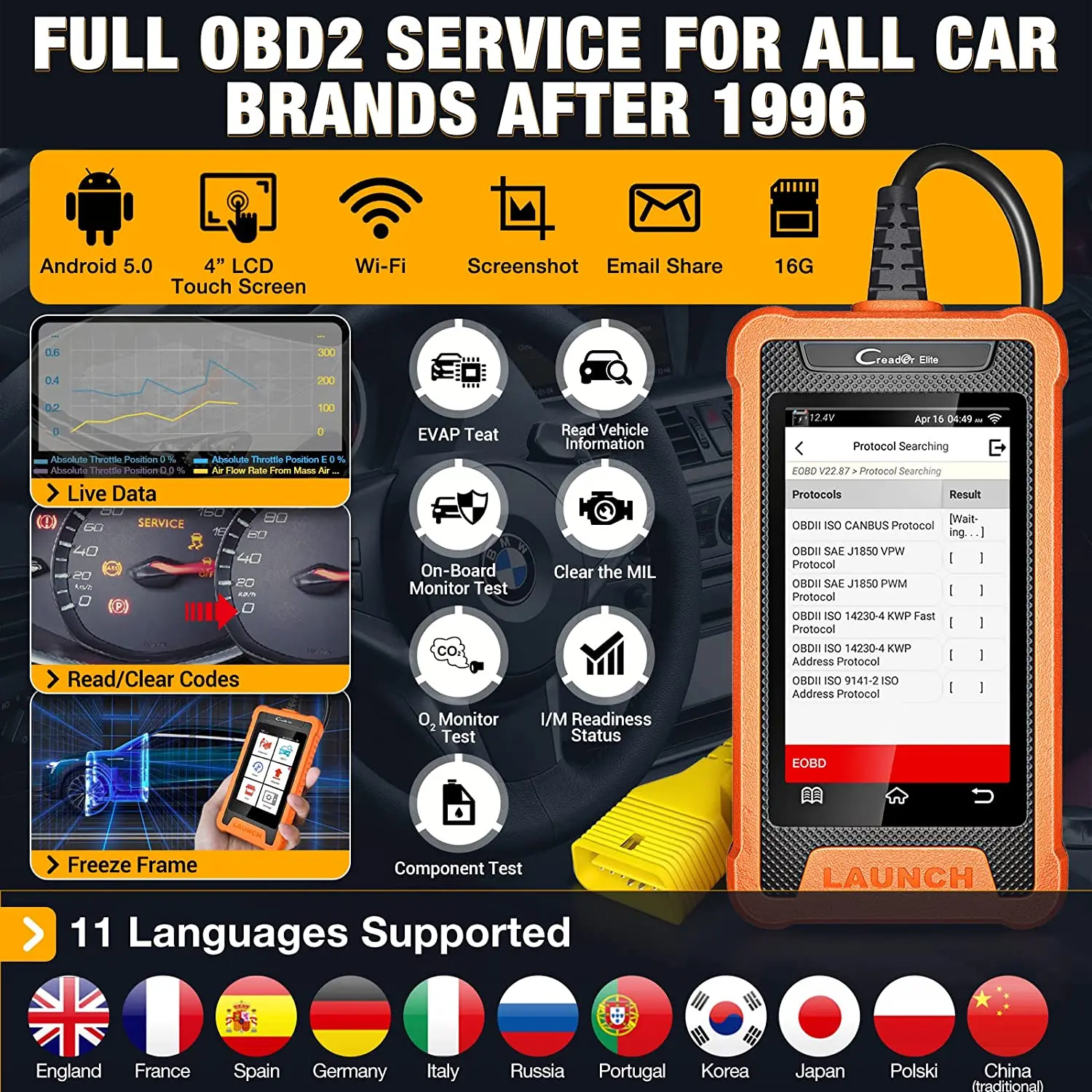 2025 Hot LAUNCH X431 Elite Full System OBD2 Diagnostic Tool Car Automotive Scanner ECU Coding Active Test Guided Functions 2025 Hot LAUNCH X431 Elite Full System OBD2 Diagnostic Tool Car Automotive Scanner ECU Coding Active Test Guided Functions