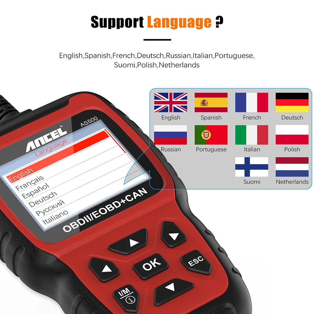 Ancel AS500 Car OBD2 Scanner Automotive Code Reader Engine Check Free Update OBD OBD2 Automotive Scanner Car Diagnostic Tool Ancel AS500 Car OBD2 Scanner Automotive Code Reader Engine Check Free Update OBD OBD2 Automotive Scanner Car Diagnostic Tool