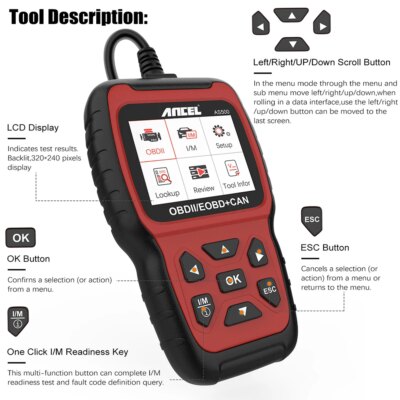 Ancel AS500 Car OBD2 Scanner Automotive Code Reader Engine Check Free Update OBD OBD2 Automotive Scanner Car Diagnostic Tool - Image 5