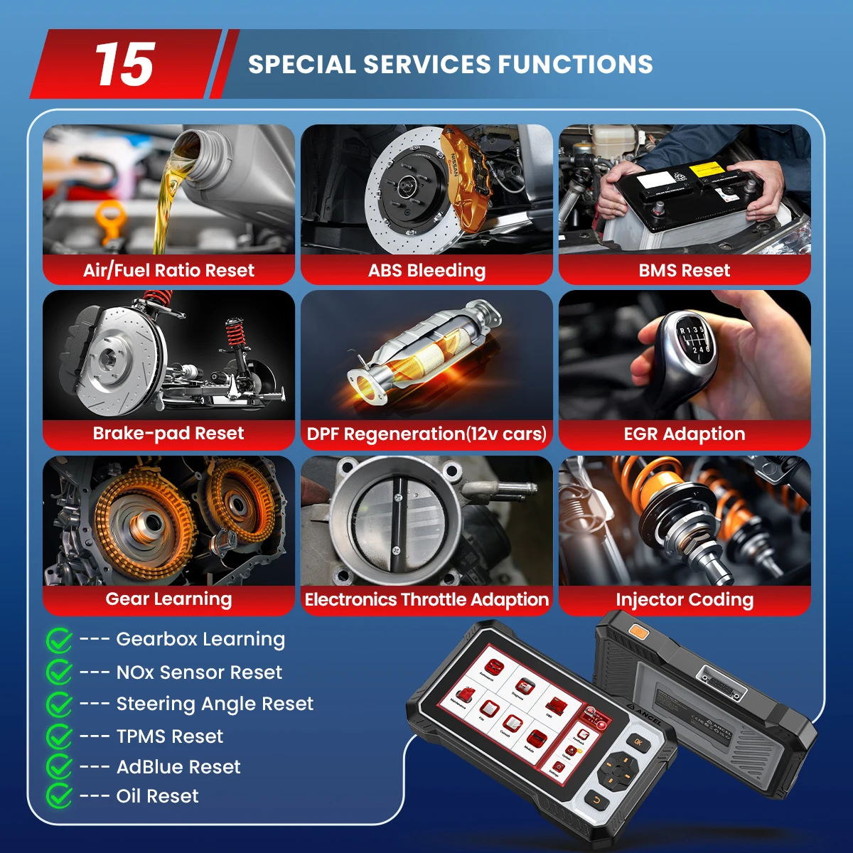ANCEL FX6100 OBD2 Car Scanner All System Diagnostic DPF Regen ABS A/F EPB SAS Oil Airbag 15 Reset Active Test OBD Auto Scan Tool ANCEL FX6100 OBD2 Car Scanner All System Diagnostic DPF Regen ABS A/F EPB SAS Oil Airbag 15 Reset Active Test OBD Auto Scan Tool