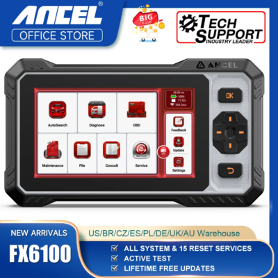 ANCEL FX6100 OBD2 Car Scanner All System Diagnostic DPF Regen ABS A/F EPB SAS Oil Airbag 15 Reset Active Test OBD Auto Scan Tool