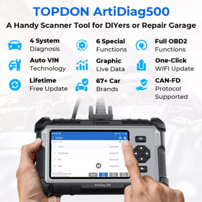 TOPDON ArtiDiag500 Car Diagnostic Tools OBD2 Scanner Engine/ABS/SRS/Transmission Automotive Tool OBD2 Code Reader Free Update - Image 2