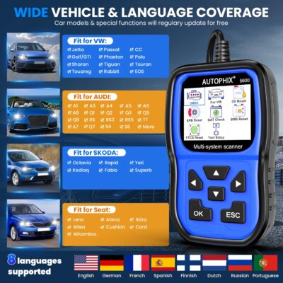 AUTOPHIX 5600 Full System Diagnostic Scan Tool OBD2 Scanner Code Reader Engine ABS SRS SAS BMS EPB TPMS Oil Reset Battery for VW - Image 4