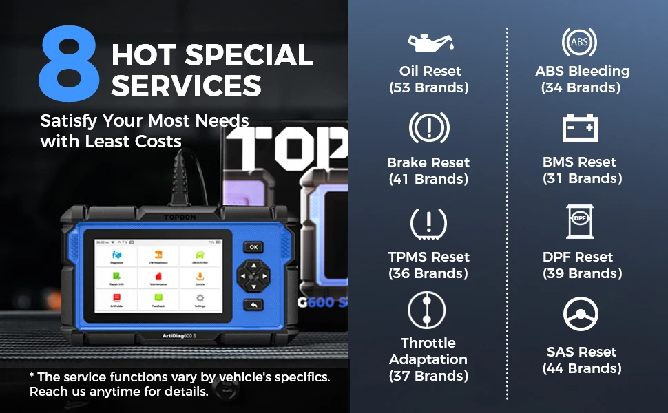 TOPDON ArtiDiag600S OBD2 Scanner Automotive Diagnostic Tool Code Reader Oil/BMS/ABS/SAS/EPB/DPF/TPMS/Throttle Engine Test Scan TOPDON ArtiDiag600S OBD2 Scanner Automotive Diagnostic Tool Code Reader Oil/BMS/ABS/SAS/EPB/DPF/TPMS/Throttle Engine Test Scan