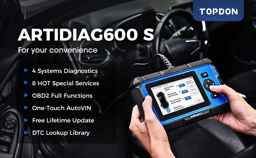 TOPDON ArtiDiag600S OBD2 Scanner Automotive Diagnostic Tool Code Reader Oil/BMS/ABS/SAS/EPB/DPF/TPMS/Throttle Engine Test Scan