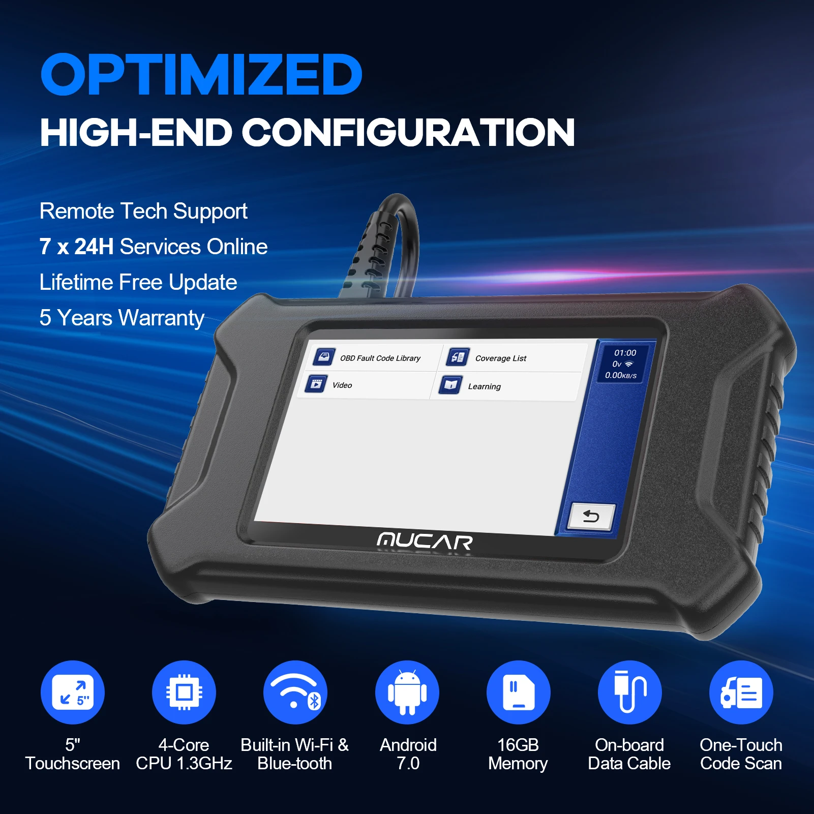 MUCAR CS90 OBD2 Scanner 28 Resets Services Lifetime Free Update Car Tools OBD II Diagnosis Engine Systems Diagnostic Tools