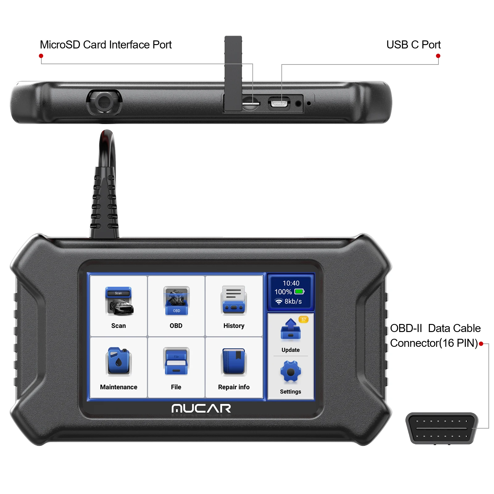 MUCAR CS90 OBD2 Scanner 28 Resets Services Lifetime Free Update Car Tools OBD II Diagnosis Engine Systems Diagnostic Tools