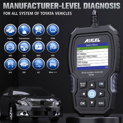 ANCEL TD700 OBD2 Scanner for Toyota/Lexus/Scion All System Transmission TPMS Relearn ABS Engine Car Diagnostic Scan Tool - Image 2