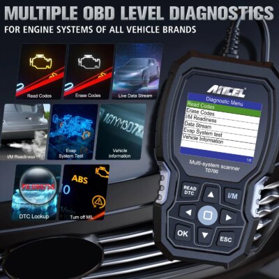 ANCEL TD700 OBD2 Scanner for Toyota/Lexus/Scion All System Transmission TPMS Relearn ABS Engine Car Diagnostic Scan Tool - Image 4