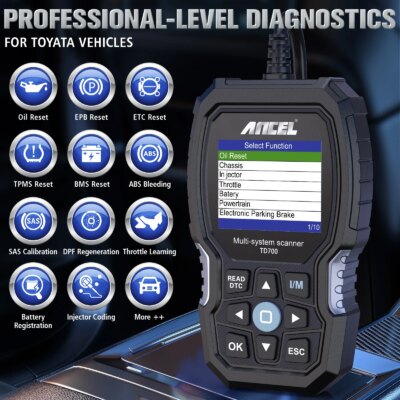 ANCEL TD700 OBD2 Scanner for Toyota/Lexus/Scion All System Transmission TPMS Relearn ABS Engine Car Diagnostic Scan Tool - Image 3