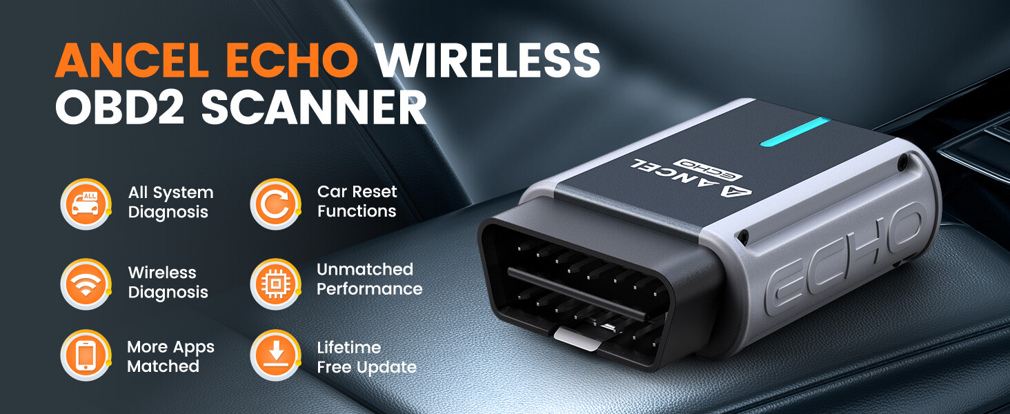 ANCEL ECHO Bi-directional OBD2 Scanner Bluetooth Car All System for iOS Android Automotive Code Reader Bluetooth Diagnostic Scan