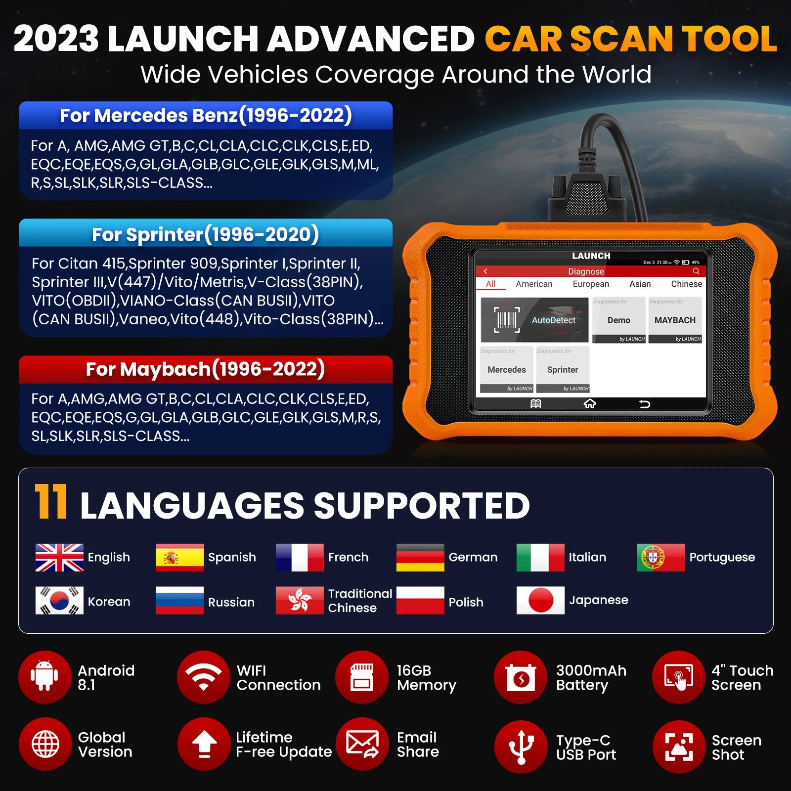 For Renault For Hyundai Kia For Citroen LAUNCH X431 Elite 2.0 OBD2 Scanner,Bi-Directional Scan Tool, All Services, ECU Coding