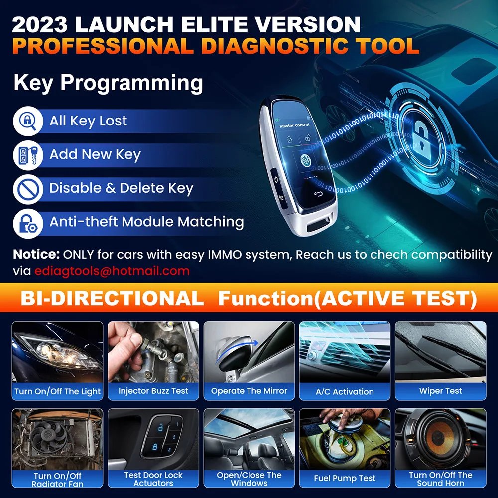 For Renault For Hyundai Kia For Citroen LAUNCH X431 Elite 2.0 OBD2 Scanner,Bi-Directional Scan Tool, All Services, ECU Coding