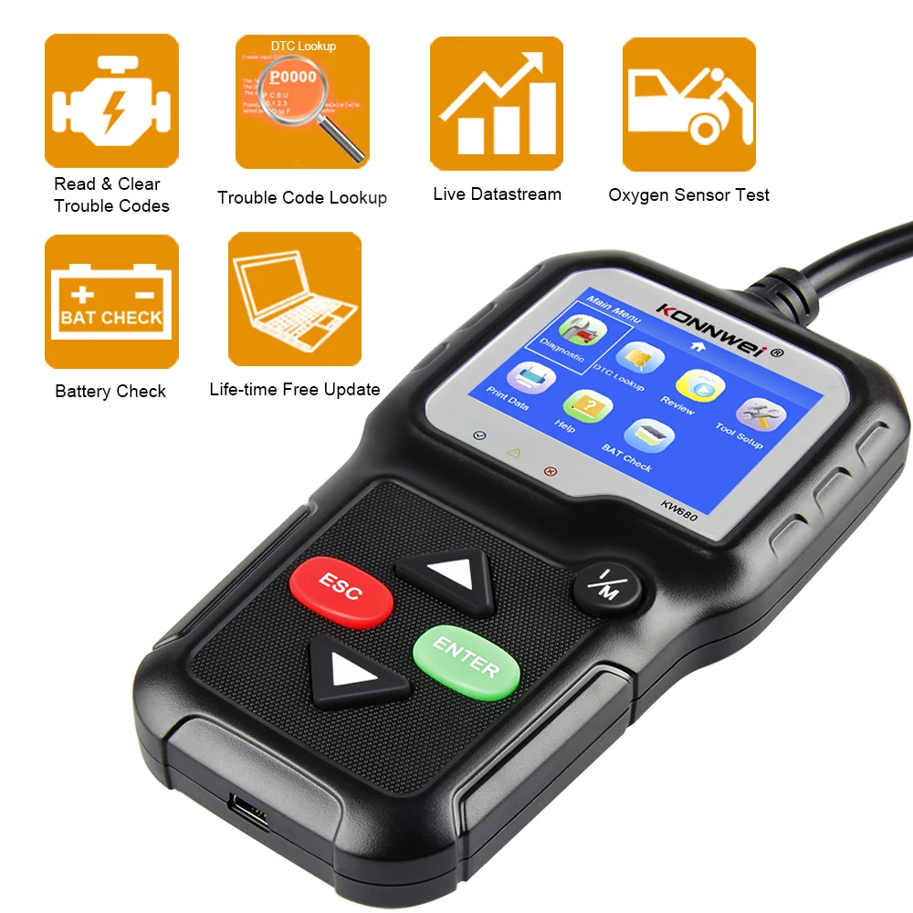 2025 KONNWEI KW680 OBD2 Diagnostic Tool Car Code Reader Check Engine Light Scan Tool OBD II Scanner for Cars After 1996 2025 KONNWEI KW680 OBD2 Diagnostic Tool Car Code Reader Check Engine Light Scan Tool OBD II Scanner for Cars After 1996