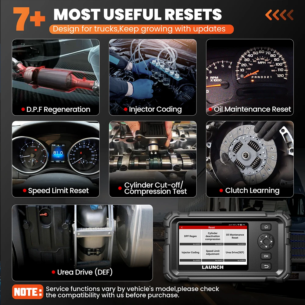 LAUNCH CRP129HD Trucks Diagnostic Tools DPF Regen Full System Diesel Diagnostic Tool Speed Limit Adjust 7+ Reset Service Scanner LAUNCH CRP129HD Trucks Diagnostic Tools DPF Regen Full System Diesel Diagnostic Tool Speed Limit Adjust 7+ Reset Service Scanner