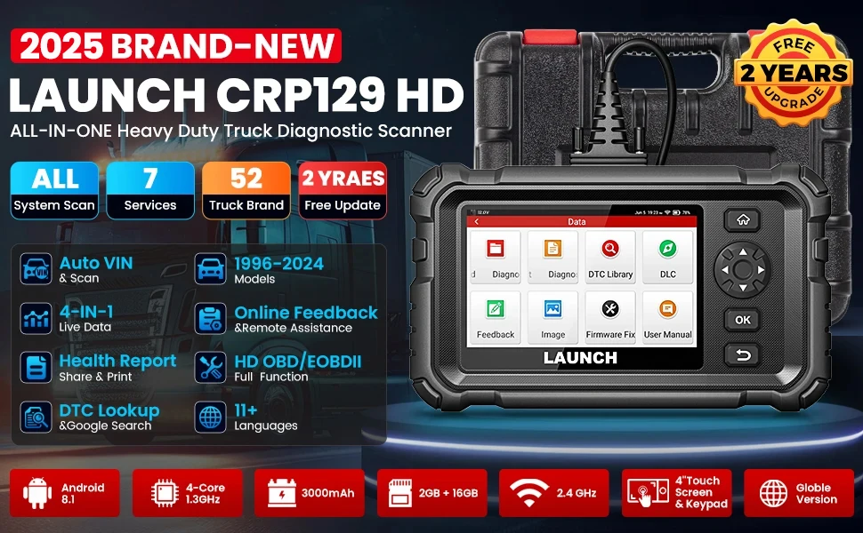 LAUNCH CRP129HD Trucks Diagnostic Tools DPF Regen Full System Diesel Diagnostic Tool Speed Limit Adjust 7+ Reset Service Scanner LAUNCH CRP129HD Trucks Diagnostic Tools DPF Regen Full System Diesel Diagnostic Tool Speed Limit Adjust 7+ Reset Service Scanner