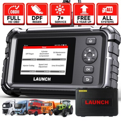 LAUNCH CRP129HD Trucks Diagnostic Tools DPF Regen Full System Diesel Diagnostic Tool Speed Limit Adjust 7+ Reset Service Scanner