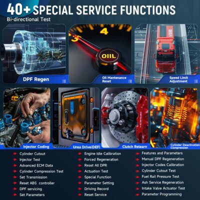 LAUNCH CRP129HD Trucks Diagnostic Tools DPF Regen Full System Diesel Diagnostic Tool Speed Limit Adjust 7+ Reset Service Scanner - Image 4