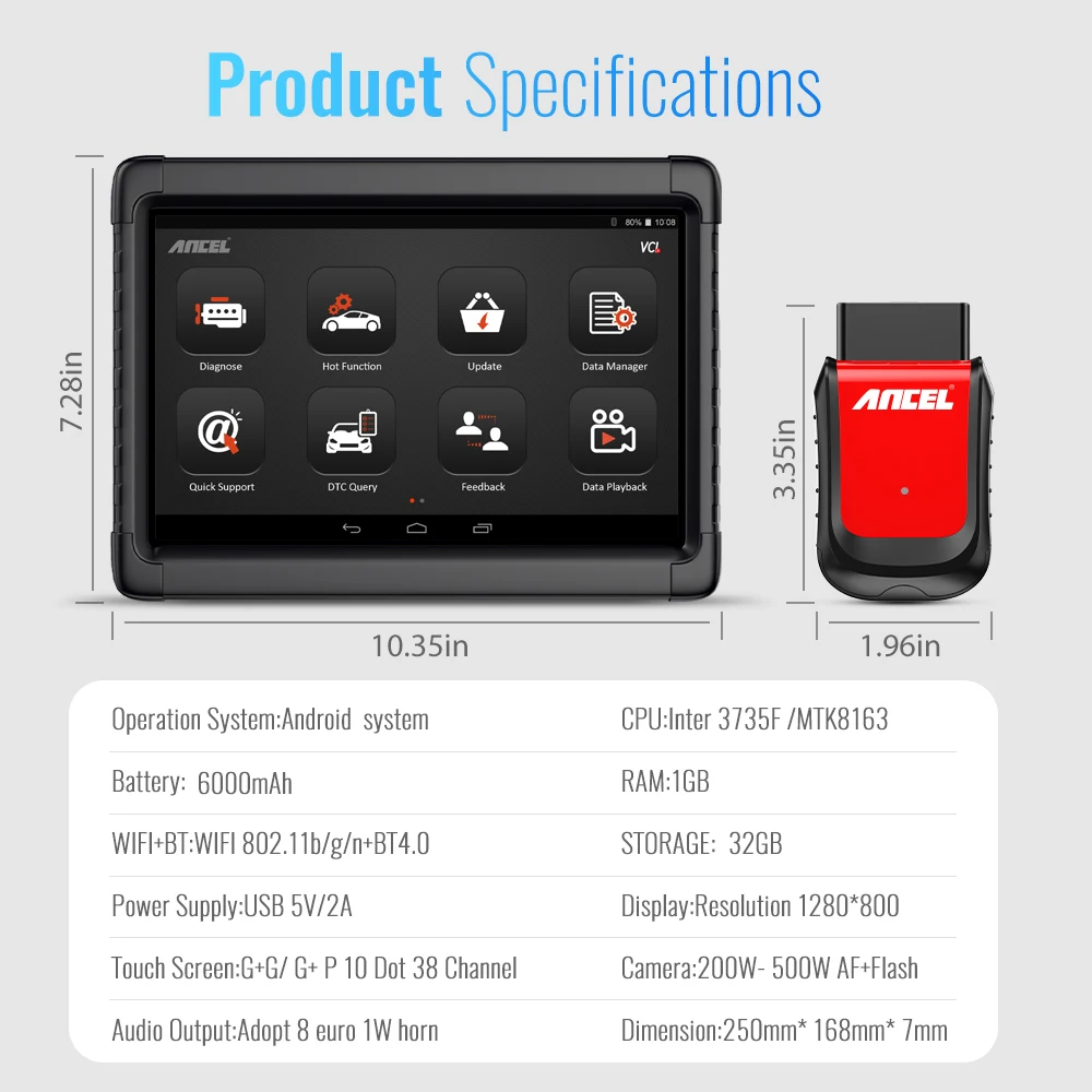 Ancel X6 OBD2 Automotive Scanner Professional ABS SRS Oil EPB BMS Reset All System Code Reader OBD 2 Car Diagnostic Scan Tools Ancel X6 OBD2 Automotive Scanner Professional ABS SRS Oil EPB BMS Reset All System Code Reader OBD 2 Car Diagnostic Scan Tools