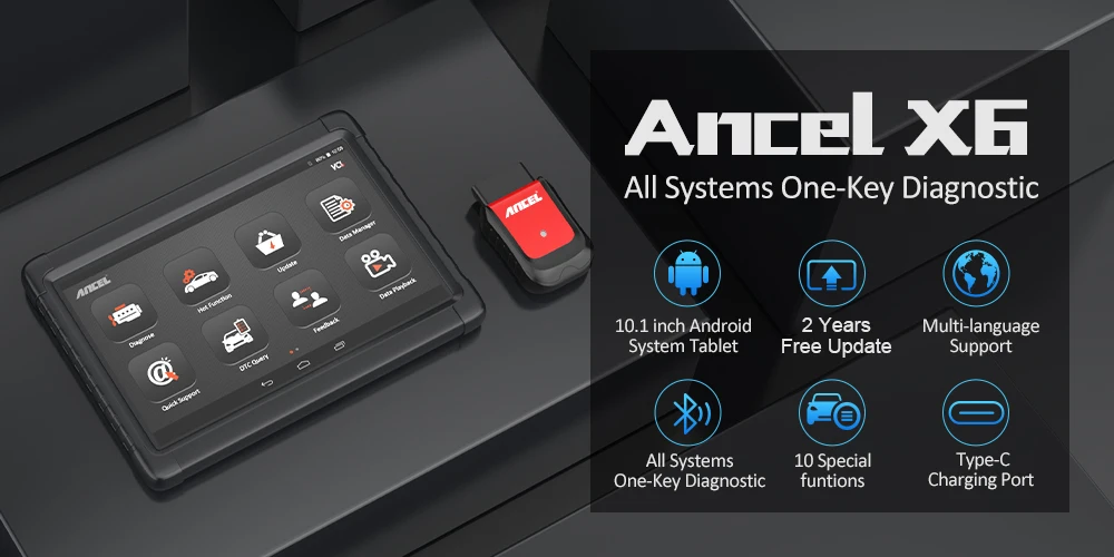 Ancel X6 OBD2 Automotive Scanner Professional ABS SRS Oil EPB BMS Reset All System Code Reader OBD 2 Car Diagnostic Scan Tools Ancel X6 OBD2 Automotive Scanner Professional ABS SRS Oil EPB BMS Reset All System Code Reader OBD 2 Car Diagnostic Scan Tools
