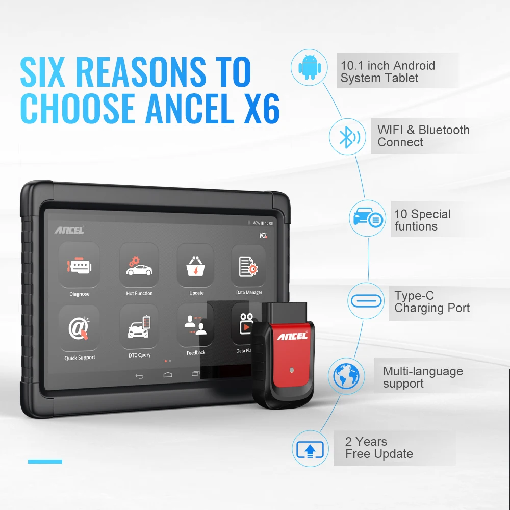 Ancel X6 OBD2 Automotive Scanner Professional ABS SRS Oil EPB BMS Reset All System Code Reader OBD 2 Car Diagnostic Scan Tools Ancel X6 OBD2 Automotive Scanner Professional ABS SRS Oil EPB BMS Reset All System Code Reader OBD 2 Car Diagnostic Scan Tools