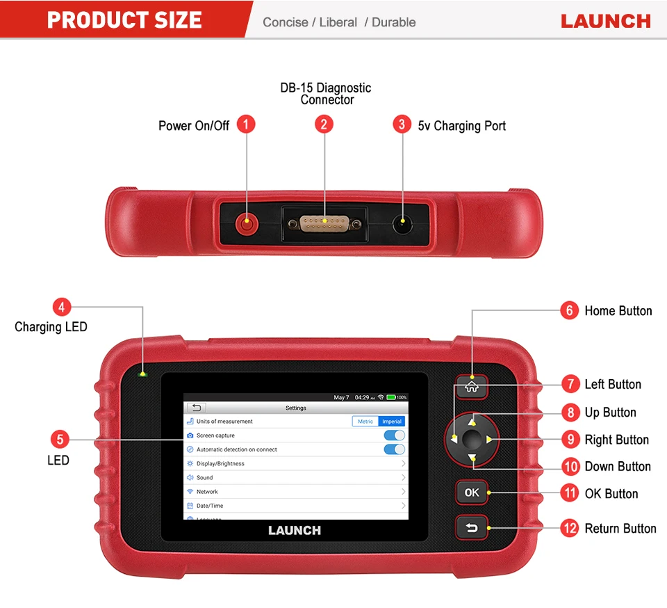 X-431 LAUNCH CRP123X OBD2 Scanner Auto Code Reader Car Diagnostic Tool ENG AT ABS SRS WIFI Diagnostics Scan OBDII Automotive