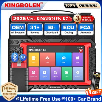 KINGBOLEN K7 Full System Diagnostic Tool Auto OBD2 Scanner 28 Resets ECU Coding Active Test 3 Years Free pk Thinkscan Max 2