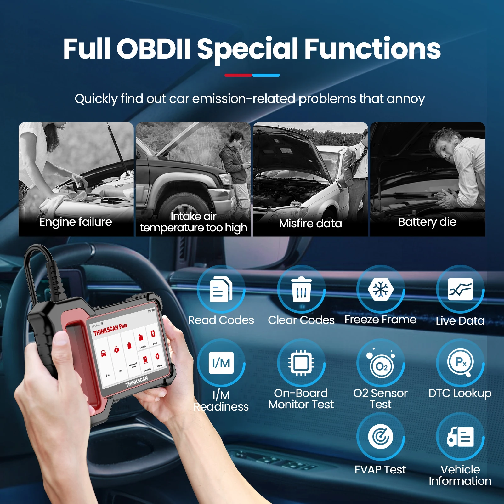 Thinkscan Plus S4 OBD2 Scanner ABS/SRS/ECM/TCM/BCM System with 3 Resets OBDII Automotive Scanner Bluetooth Diagnostic Tools Thinkscan Plus S4 OBD2 Scanner ABS/SRS/ECM/TCM/BCM System with 3 Resets OBDII Automotive Scanner Bluetooth Diagnostic Tools