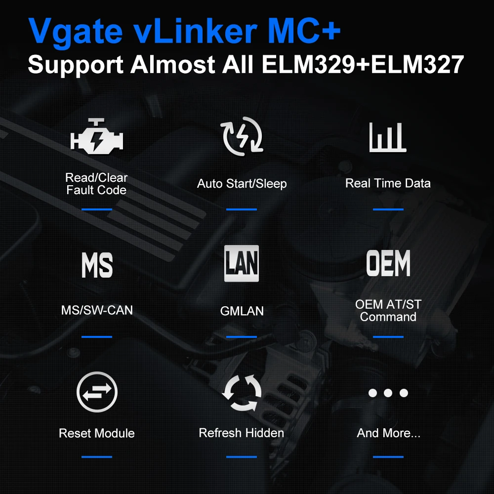 Vgate vLinker MC ELM327 V2.2 Bluetooth 3.0 4.0 OBD2 Scanner OBD 2 BimmerCode FORScan Auto Car Diagnostic tools ELM 327 V1 5