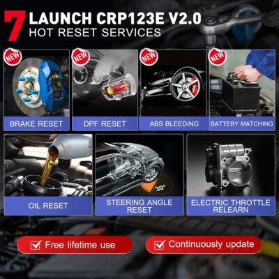 LAUNCH X431 CRP123E V2.0 /CRR123I V2.0 Car OBD2 Diagnostic Tools Auto OBD Scanner ABS SRS Engine AT+ 7 Reset Service Free Update - Image 3