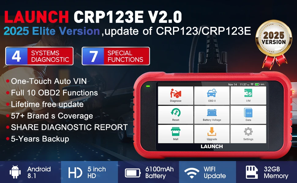 LAUNCH X431 CRP123E V2.0 /CRR123I V2.0 Car OBD2 Diagnostic Tools Auto OBD Scanner ABS SRS Engine AT+ 7 Reset Service Free Update LAUNCH X431 CRP123E V2.0 /CRR123I V2.0 Car OBD2 Diagnostic Tools Auto OBD Scanner ABS SRS Engine AT+ 7 Reset Service Free Update