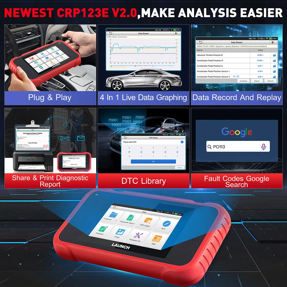 LAUNCH X431 CRP123E V2.0 /CRR123I V2.0 Car OBD2 Diagnostic Tools Auto OBD Scanner ABS SRS Engine AT+ 7 Reset Service Free Update LAUNCH X431 CRP123E V2.0 /CRR123I V2.0 Car OBD2 Diagnostic Tools Auto OBD Scanner ABS SRS Engine AT+ 7 Reset Service Free Update